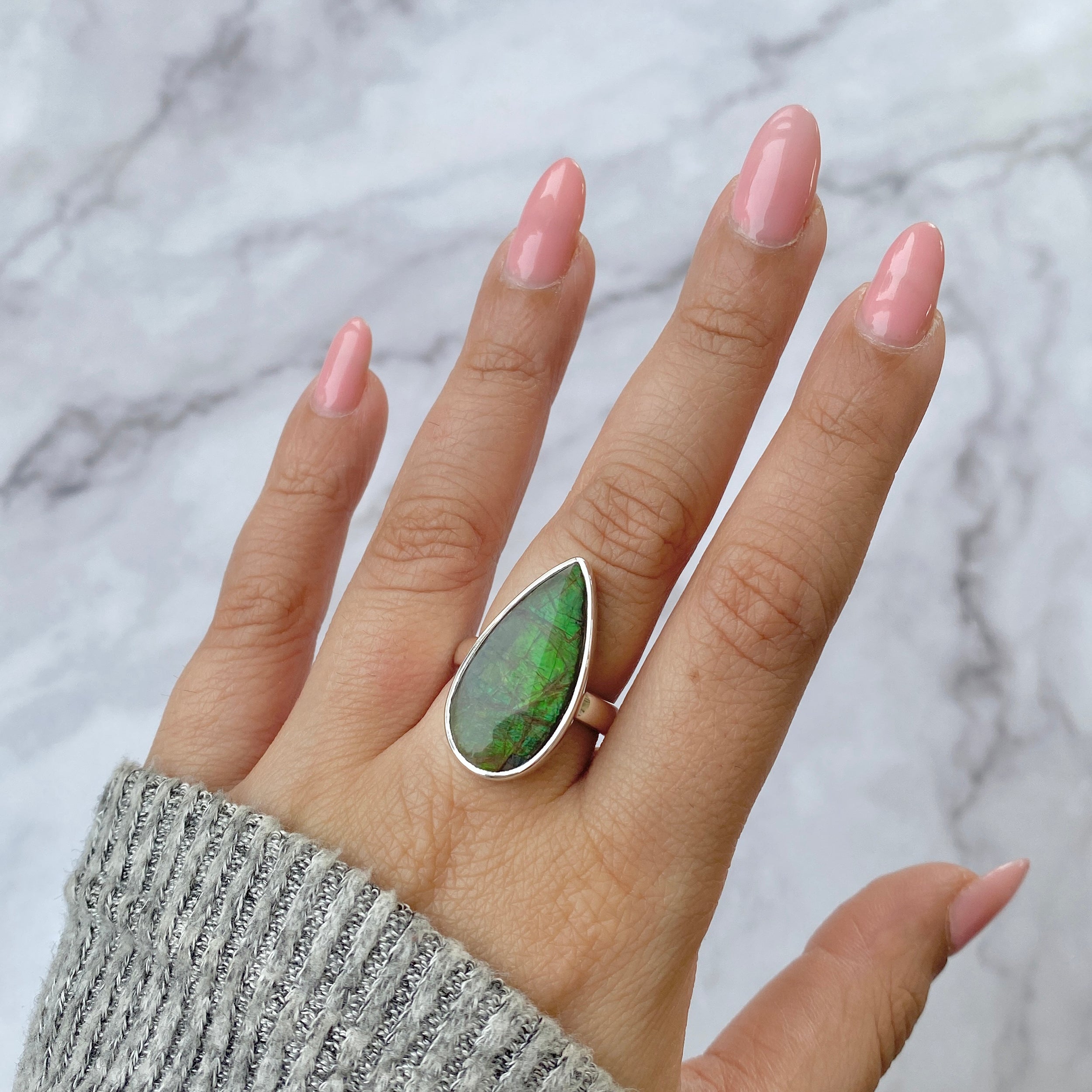 Ammolite Adjustable Ring-(AML-R-28)